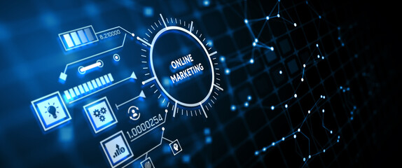 Wall Mural - Digital Marketing Technology Solution for Online Business Concept. Business, Technology, Internet and network concept. 3d illustration