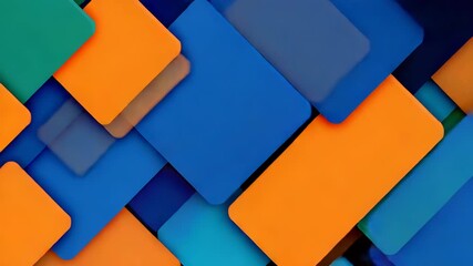 Abstract Squares Overlapping in Shades of Blue Green and Orange