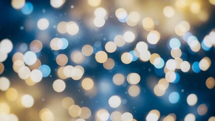 Wall Mural - Festive Bokeh Light Background with Golden and Blue Hues Perfect for Holiday Season and Celebrations with Abstract Design and Twinkling