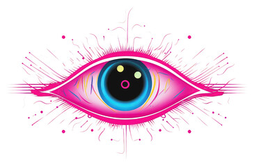 Wall Mural - png eyes border purple line neon.