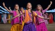 © ЮРИЙ ПОЗДНИКОВ - Indian dancers performing traditional dance at night festival