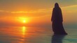 © TITISCAHYA - Silhouette figure at sunset over water