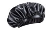 © Zeeshan - Satin black bonnet hair cover for sleeping and overnight hair protection on white background