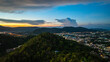 Aerial view of Khao Rang Viewpoint at dusk an important landmark in Phuket Town
Khao Rang Viewpoint offers a panoramic view and the twinkling lights of Phuket Town at night, which are beautiful.