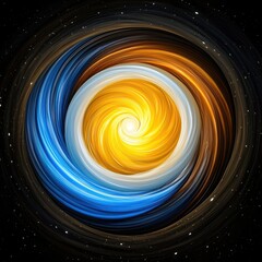 Wall Mural - Abstract Cosmic Vortex Blue, Gold, and White Swirling Galaxy