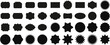 © Cik - A comprehensive collection of various black label shapes, silhouetted against a white background. The collection features a wide array of designs, including rectangles with rounded corners, ovals, cir