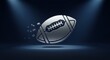 © Sanwa - Silver American Football Icon - A sleek silver American football icon, digitally , set against a dark blue background. Perfect for sports websites or presentations