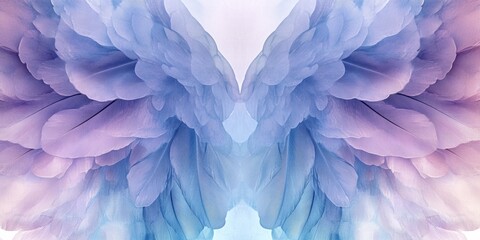 Wall Mural - pair of wings with a blue and purple hue. the wings are spread out and appear to be floating in the 