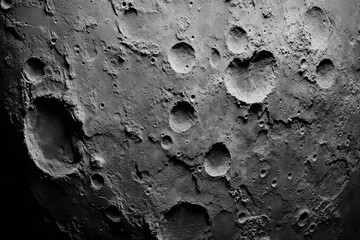 Wall Mural - texture of the moon's surface with craters in grayscale photography, space exploration and geology c