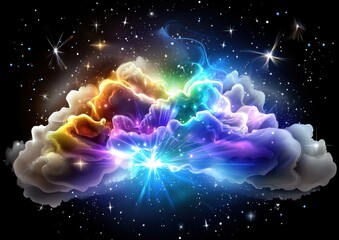 Wall Mural - Radiant Multicolored Nebula Cloud in Space