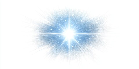 Wall Mural - a stunning bright blue starburst radiates vibrant light with sparkling effects against a clean white