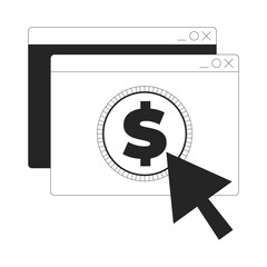 Wall Mural - online payment click with dollar line onboarding ui illustration. browser windows with financial coi