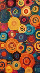 Wall Mural - Colorful pattern of circles and spirals
