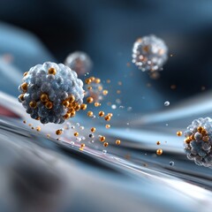 Wall Mural - exploring nanotechnology abstract science of cellular nuclei and programmable particles in technolog