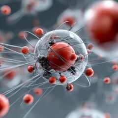 Wall Mural - swarm of nanobots constructing microstructures in cells abstract science technology gigapixel nucleu