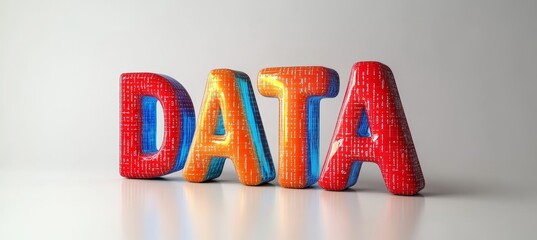 Wall Mural - vibrant digital data visualization featuring binary code forming the word data in a modern design