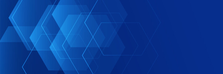 Blue technology concept background with hexagonal elements for website