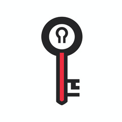 Wall Mural - minimalist key icon with red accent on white background