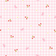 © Світлана Харчук - Preppy cherry small flowers and bows seamless pattern on a checkered background. Vector cute cartoon hand-drawn illustration. Ideal for printing, baby clothes, wallpaper, packaging, scrapbooking.