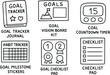 © Design Ful - hand drawn cute out doodle style isolated goal tracker journal goal vision board kit goal countdown timer goal habit tracker pad goal milestone stickers goal checklist pad