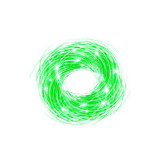 Wall Mural - green luminous circular design with light trails on transparent emptiness backdrop