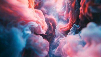 Wall Mural - Dreamy abstract scene with flowing red and blue smoke clouds blending seamlessly, evoking a surreal and ethereal atmosphere.