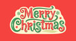 © Xenia - Merry Christmas lettering in festive green and red over warm background, merry christmas wishes. Christmas holiday message written in whimsical hand lettering and cute snowflakes.