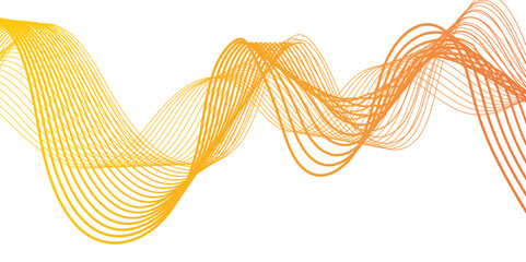 Canvas Print - abstract modern wave with thin, flowing lines with smooth gradient from coral pink to orange and yel