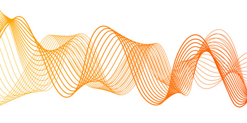 Canvas Print - abstract modern wave with thin, flowing lines with smooth gradient from coral pink to orange and yel