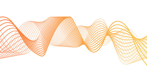 Canvas Print - abstract modern wave with thin, flowing lines with smooth gradient from coral pink to orange and yel