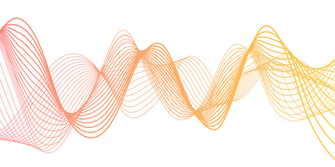 Canvas Print - abstract modern wave with thin, flowing lines with smooth gradient from coral pink to orange and yel