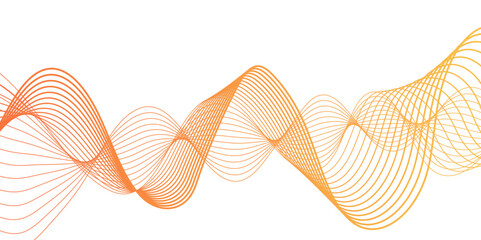 Canvas Print - abstract modern wave with thin, flowing lines with smooth gradient from coral pink to orange and yel