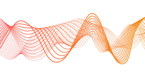 Canvas Print - abstract modern wave with thin, flowing lines with smooth gradient from coral pink to orange and yel