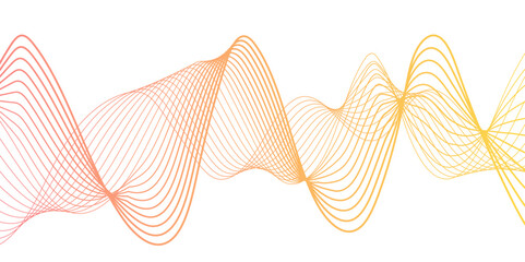 Canvas Print - abstract modern wave with thin, flowing lines with smooth gradient from coral pink to orange and yel