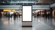 © Topa Studio - Airport hall billboard mock up with white screen, alpha channel. Business concept, indoor board, empty frame