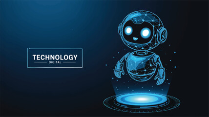 Digital Robot and AI : A captivating illustration of a futuristic digital robot, its design a harmonious blend of technological advancement.