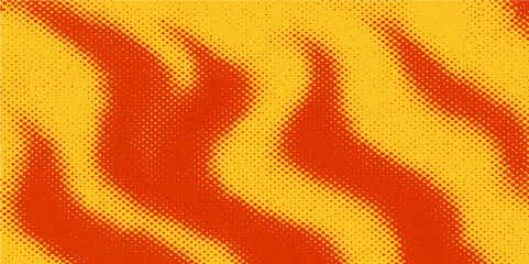 Wall Mural - abstract fire flames vector art with a halftone circle pattern and vibrant orange and yellow tones