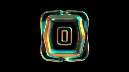 Wall Mural - alphabet letter o glowing with holographic colors against a black background