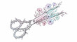 © vectorai - Scissors with flowers and vines intricate floral design art