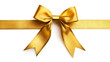 © Resni AI - Luxurious golden ribbon bow with textured details isolated against a bright white backdrop.