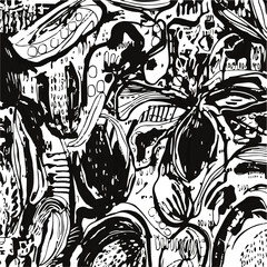 Naklejka na meble abstract, vector, monochrome, big flowers, all over textiles design, illustration digital image can be used for wrapping paper