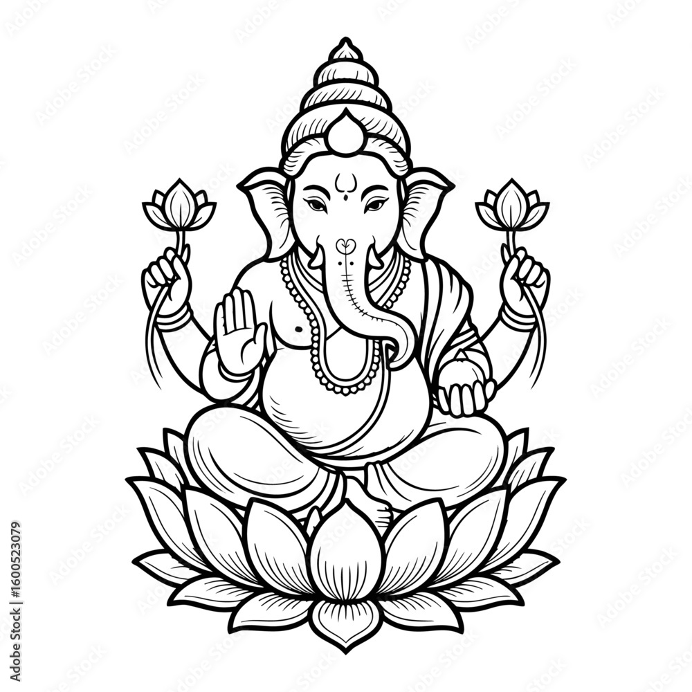 lord ganesha line art drawing, god ganesh picture, god ganesh vector image  Stock Vector | Adobe Stock, image size:1000x1000