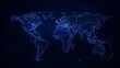 © Pixels Stock - Digital blue world map illuminated with glowing lines and circuits on a dark background