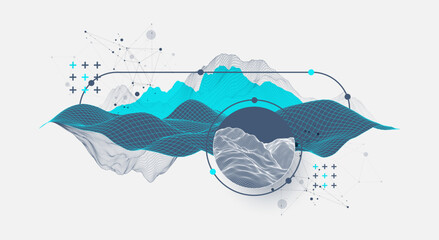 Wall Mural - the abstract wave is made in a frame style. template for science and technology presentation. vector