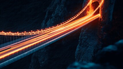 Wall Mural - a mesmerizing bridge illuminated by streaks of light. the vibrant trails create a stunning visual ef