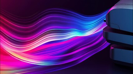 Wall Mural - sleek, wireless printer emanates colorful light trails, symbolizing speed, connectivity, and cutting