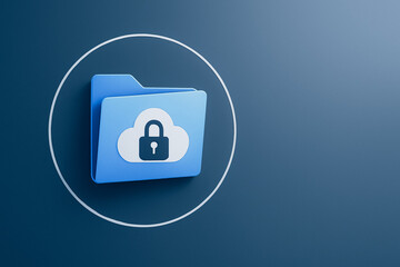 Wall Mural - secure cloud storage: a modern illustration of a digital folder adorned with a cloud icon and padloc