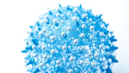 Futuristic blue and white spherical structure with interconnected nodes, symbolizing networks.