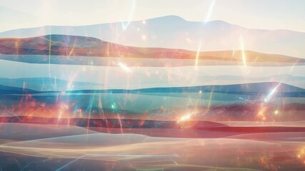 Wall Mural - abstract futuristic landscape with glowing energy fields and data streams. ethereal mountain scenery