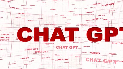 Chat GPT technology animation text background.
